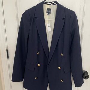 GAP Women's Dark Blue Blazer with Gold Buttons